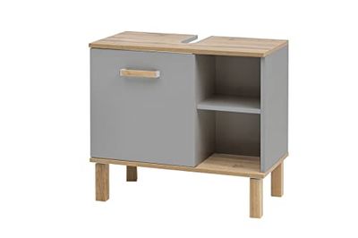 Schildmeyer Padua Meuble Vasque 148823, Gris Platine/chêne décor Maison de Campagne, 65,2 x 35,0 x 60,1 cm (L/P/H)