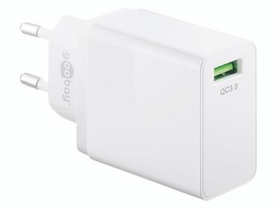 Goobay 44955 Quick Charge (QC 3.0) USB-oplader 18 W, snellader laadt tot 4 x sneller, wit