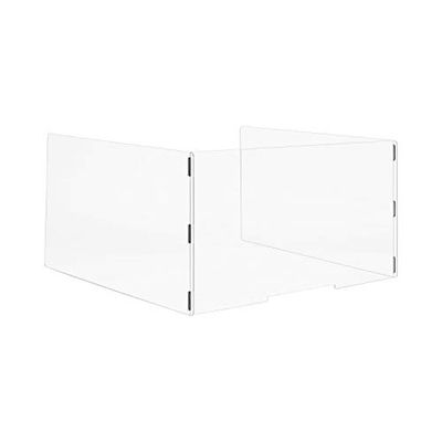 Bi-Office - Protective U Shape Sneeze Guard Acrylic Desk Divider, 120 cm (Width) x 65 cm (Height) x 80 cm (Depth)