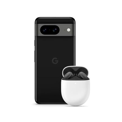 Google Pixel 8 5G (EU/UK model) Dual SIM (Nano-SIM, eSIM) | 6,2 inch Android GSM Smartphone - (Obsidiaan, & Google Pixel Buds A-serie - Draadloze hoofdtelefoon - Charcoal)