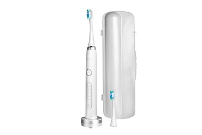 Meriden Spazzolino da denti sonico Smart in bianco e nero con due spazzole di ricambio, cavo USB
