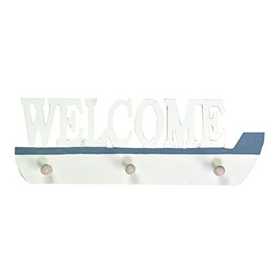 Vacchetti Giuseppe Placa de Madera/Welcome, Azul Oscuro y Blanco, Medio