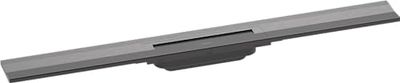 hansgrohe RainDrain Flex - set di canalina doccia accorciabile, canale di drenaggio 800 mm, scarico a pavimento per montaggio filo muro, cromo nero spazzolato