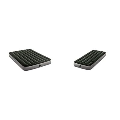 Intex Matelas Gonflable Downy 2 pers + gonfleur a Pied intégré & Matelas Gonflable Downy - 1 pers + gonfleur a Pied intégré