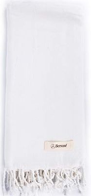 Bersuse 100% Cotone - Laodicea Asciugamano Turco Telo Mare con Design Diamante - Bianco