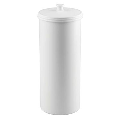 iDesign Kent Dérouleur Papier Wc Avec Couvercle, Porte Papier Toilette Autoportant en Plastique Au design Compact, Blanc