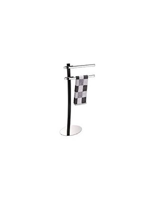 MSV - Toallero de pie Negro y Cromado 44 x 23 x 89cm