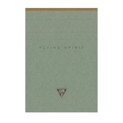 Clairefontaine - 107646C -blocco collato sull'intestazione Flying Spirit A6 10,5X14,8cm 140 pagine a righe staccabili carta avorio da 90g -copertina di cartone colore verde grigio - 5 motivi
