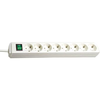 Brennenstuhl Eco-Line Extensão de tomadas com 8 tomadas de energia (cabo de 3 m, interruptor) branco