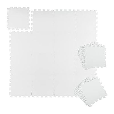 Relaxdays fitness puzzelmat, 24 stukken, telkens 30x30 cm, vloermat voor sport & fitness, 1m², uitbreidbaar, in het wit