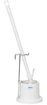 Toiletborstel met houderpolypropyleen, polyester vezels, medium, Ø 90 mm, lengte staal + borstel: 720 mm, houder: Ø 130 mm