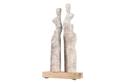 FIGURA FAMILIA ALUMINIO MADERA MANGO 28x6x27 CM