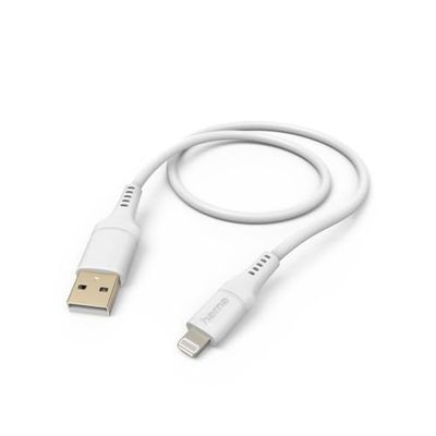 Hama Kabel Flexible USB 2.0 A kontakt - Lightning laddningskontakter (480 Mbit/s, silikon, 2,4 A, 1,5 m) vit