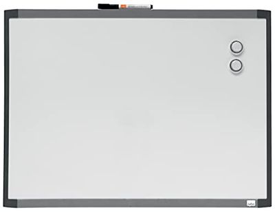 Nobo Piccola Lavagna Magnetica Montabile su Parete / Frigorifero, con Clip per Pennarello Integrata e Cornice Grigia, per Casa / Ufficio, Cancellabile a Secco, 585 mm x 430 mm, Bianco