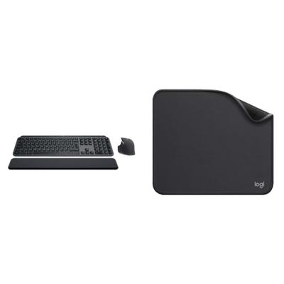 Logitech MX Keys S Combo - Tastiera e Mouse Wireless con Palm Rest, illuminazione personalizzabile & Mouse Pad - Studio Series, per Computer con Base in Gomma Antiscivolo, Scorrimento Facile