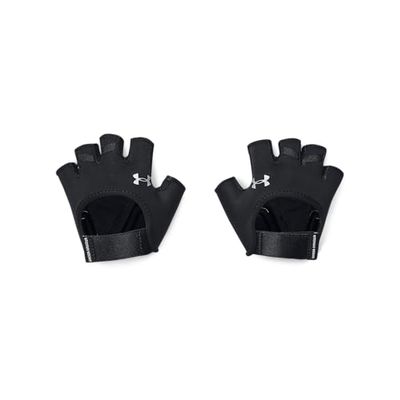 Under Armour UA Women's Training Glove Guantes sin dedos para mujer, guantes de mujer para entrenar, color negro/plateado