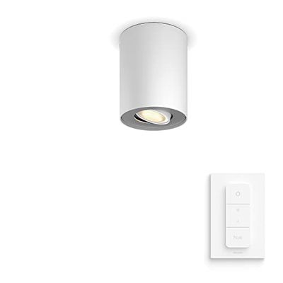 Philips Hue White Ambiance Pillar, Faretto Led Smart, Lampadina GU10 Inclusa, Telecomando Dimmer Switch Incluso, Dimmerabile, con Bluetooth, 5.5 W, Bianco