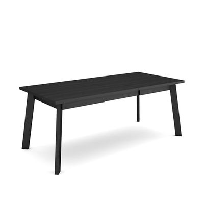 Skraut Home | Eettafel | Vaste tafel voor keuken en woonkamer | 200 | voor 10 eetzalen | houten poten | Moderne stijl | Zwart