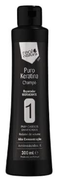 Real Natura - Shampoing Réparateur Hydratant - Enrichi en Kératine Pure - Nettoyage Sans Sulfate - Cheveux Doux et Brillants - Réduit la Casse et les Pointes Fourchues - 300 ml