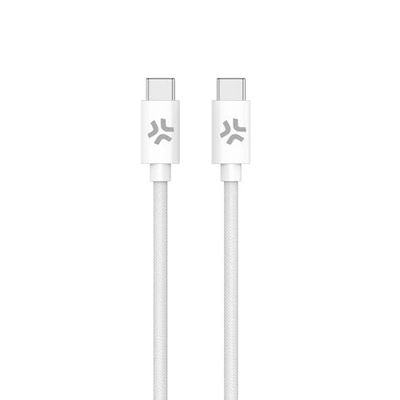 Celly, Cavo USB-C a USB-C, Realizzato in Tessuto Intrecciato di Colore Bianco, Ricarica Rapida fino a 60W, Compatibile con Caricabatterie e Altri Dispositivi, Lunghezza di 1,5 Metri