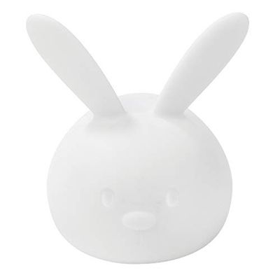 Nattou Luz noturna LED de coelho de silicone, ativação por voz, 7 cores, sem BPA, 13,5 x 10,5 x 15 cm, silicone, branco