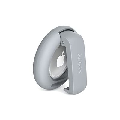 Belkin Anneau de protection avec pince pour AirTag Apple (porte-clé, protection antirayure, gris clair)