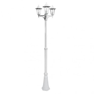 Lampadaire extérieur en aluminium, 3 x E27, blanc, IP44, dimensions 220 x 62 x 62 cm, réglable en hauteur, idéal pour éclairer les jardins et l'extérieur.