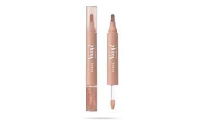 Szminka Pupa + błyszczyk do ust Vamp! Marker Duo z kwasem hialuronowym - 3 w 1 definiuje, kolorowanie i wypełnianie, konturowanie ust - dostępna w 9 wariantach kolorystycznych (001 Watery Nude)
