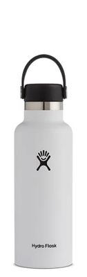 HYDRO FLASK - Waterfles van 532 ml - Vacuüm Geïsoleerde Roestvrij Stalen Drinkfles met Lekvrije Flex Cap en Handgreep - Dubbelwandige Herbruikbare Fles - BPA-vrij - Standaard Opening - White