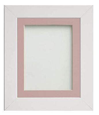 Frame Company Watson White Picture Photo Frame fitted with Perspex, 14x11 inch with Pink Mount for image size 12x8 inch