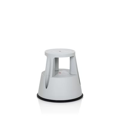 hjh OFFICE 830002 Taburete con Ruedas TIO-M I Gris Claro, Altura 43 cm, soporta hasta 150 kg, Taburete rodante con 2 peldaños, Plástico