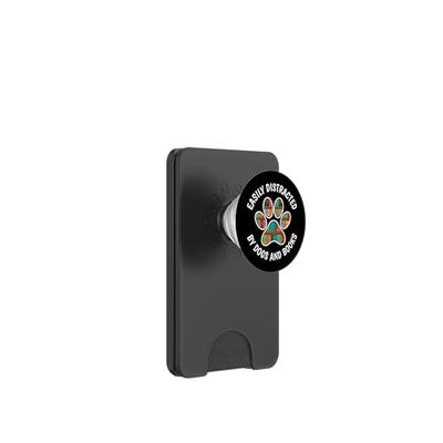 Fácilmente distraído por perros y libros - Amante de la lectura y perros PopSockets PopWallet para MagSafe