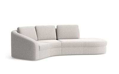 CAVADORE Canapé d'angle Jawa/Canapé d'angle près du Sol avec élément 1 Place et trapèze Semi-Circulaire (60 degrés) / 266 x 88 x 230 cm/Chenille Blanc Naturel