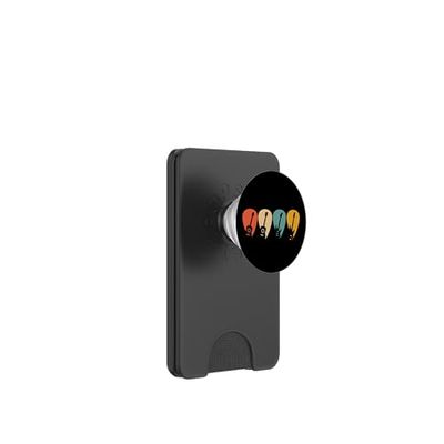 Colorido diseño de púa de guitarra para músicos y amantes del rock PopSockets PopWallet para MagSafe