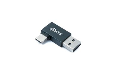 System-S Adaptateur USB 2.0 Type A mâle vers 3.1 C mâle coudé en Noir