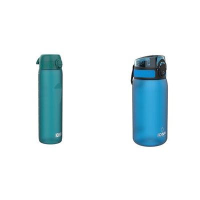 Ion8 1 Litre Water Bottle, Leak Proof, Flip Lid, Carry Handle, Rapid Liquid Flow, Dishwasher Safe & Kids Water Bottle, 350 ml/12 oz, Leak Proof, Easy to Open, Secure Lock, Dishwasher Safe