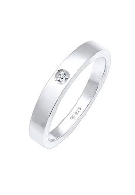 Elli DIAMONDS Bague Solitaire Classique avec Diamant (0.015 ct.) en Argent Sterling 925