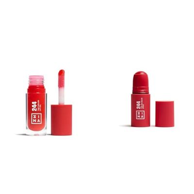 3INA MAKEUP - The Color Lip Oil 244 + The No - Rules Stick 244 - Aceite Labial y Colorete con 24h de Hidratación & Ácido Hialurónico - Colorete 3 en 1 Mejillas Labios y Ojos - Vegan - Cruelty Free