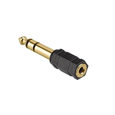 ekon 6,3 mm jack adapter, 3,5 mm jack naar 6,3 mm jackstekker, vergulde stekker, audio-adapter voor stereo, versterker, gitaar, toetsenbord, muziekinstrumenten