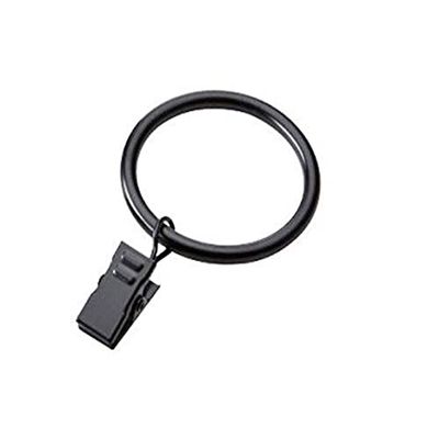 Bulk Hardware BH06725 - Asta e clip per tende, diametro interno 30 mm, diametro esterno 37 mm, colore: Nero