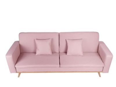 SHIITO | Sofá Cama de 3 Plazas | Modelo Elvis - Apertura Clic-Clac | Mueble Moderno y cómodo | Tapizado en Tela - Rosa - 210 x 76 x 83 cm