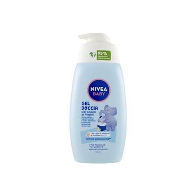 NIVEA BABY Duschgel från hår till fötter 500 ml, babyduschgel för mjuk och ren hud och hår, babyduschtvål med tårfritt skydd, fuktgivande och mjukgörande babyschampo