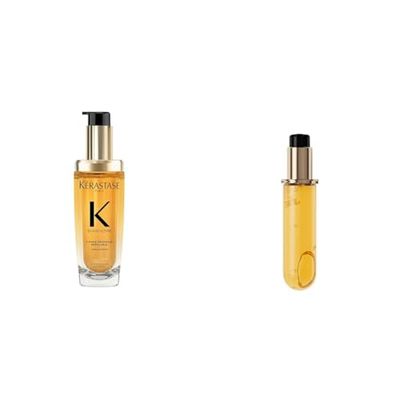 Kérastase Elixir Ultime Hair Oil Bundle With Refillable Bottle and Refill Capsule, For All Hair Types, Strengthens and Protects Hair From Heat, With Argan and Camellia Oil, L'Huile Originale, 2 x 75ml