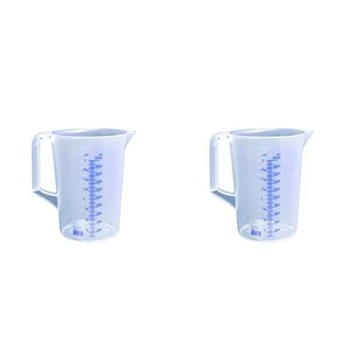 Hunersdorff 937000 Graduated Can with Closed Handle, White/Blue, 2000 ml (Pack of 2)