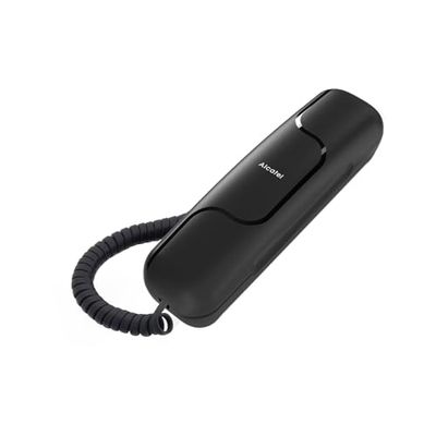 ALCATEL T06 - Téléphone Fixe Filaire - Design Ultra Compact - Fixation Murale - Touche Rappel - Compatible Aides Auditives - Noir