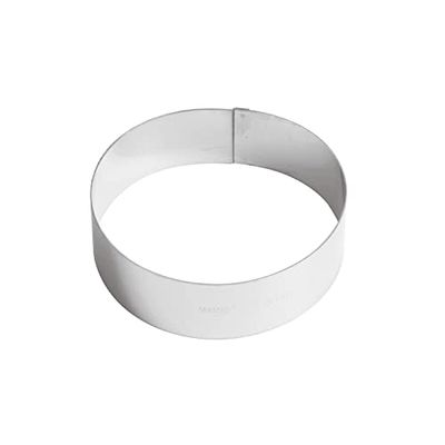Paderno Anello Pasticceria per Mousse, con Bordo Alto, Adatto al Congelamento e al Forno, Lavabile in Lavastoviglie, in Acciaio Inox, Diametro 14 cm