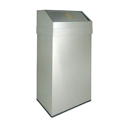 OFITURIA Papelera de Interior Acero inoxidable Capacidad 43 litros Color Satinado con Cabezal Basculante Tipo Push Extraíble