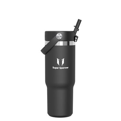 Sparrow Water Bottle Insulated 900ml - Twistpath Tumbler with Flex Straw Cap - BPA-Free & Leakproof Metal Flask - Travel Mug for Cup Holders - Ideal for Home, Office or Car