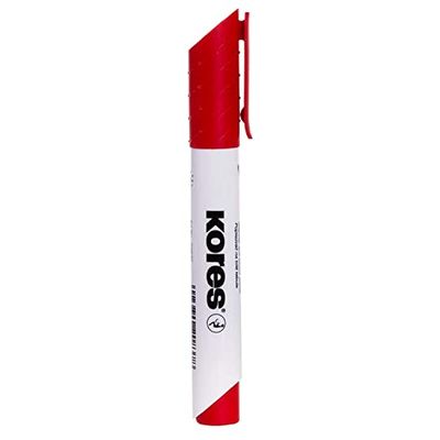 Kores - K-Marker XW1 : Marqueur rouge pour tableau blanc à pointe ronde, effaçable à sec et à encre à faible odeur, fournitures scolaires et de bureau, lot de 12