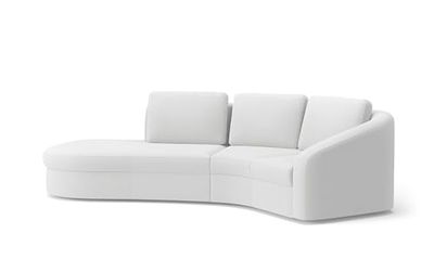 CAVADORE Canapé d'angle Jawa/Canapé d'angle près du Sol avec élément 1 Place et trapèze Semi-Circulaire (60 degrés) / 266 x 88 x 230 cm/Tissé à Plat Blanc Naturel